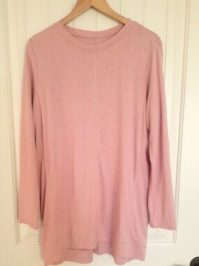 J. Jill Pima Cotton Elliptical Long Sleeve Tunic Top Pink Size M